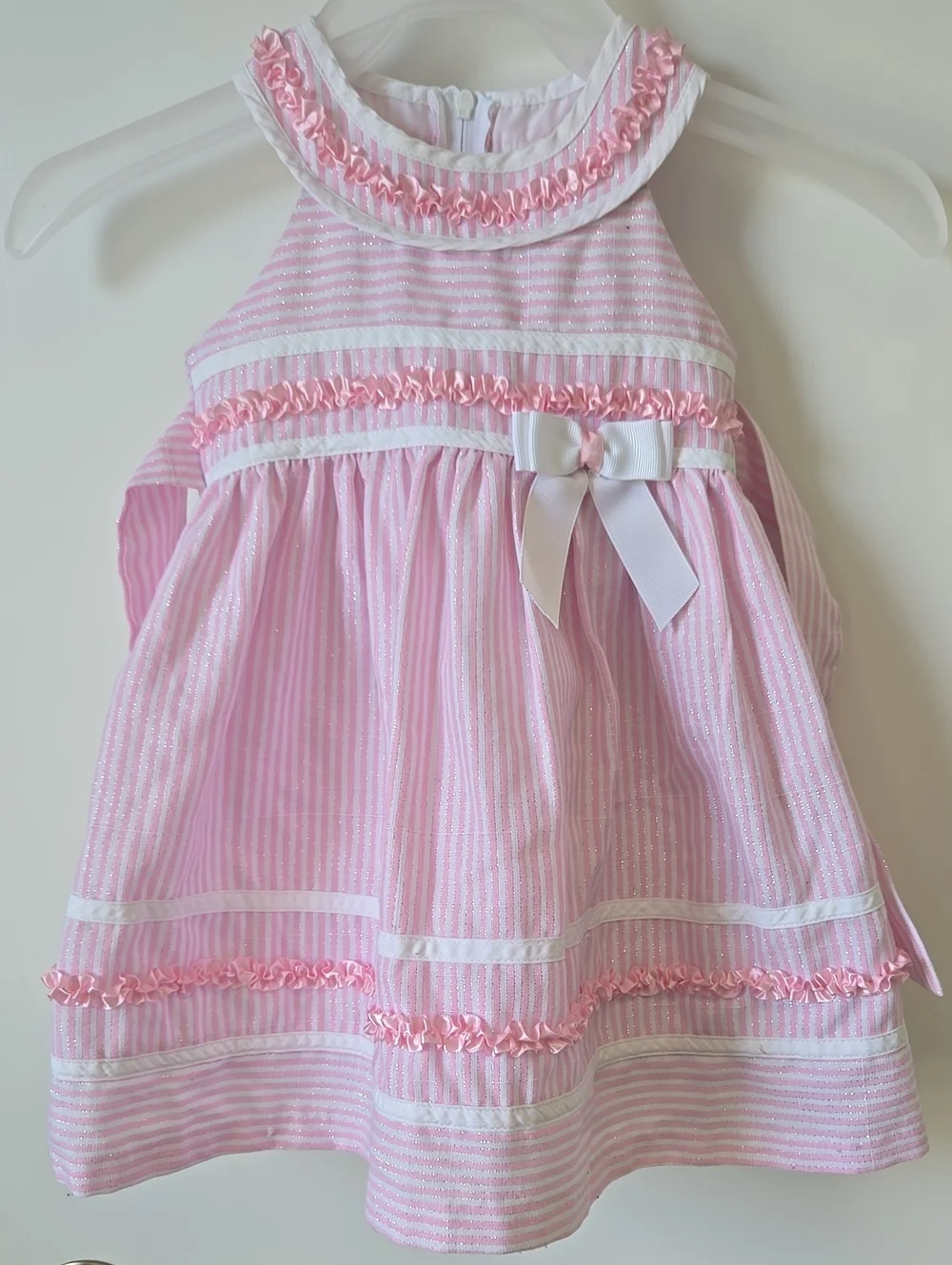 Adorable 12m Jessica Ann Pink & White Ruffled Dress with Bloomers